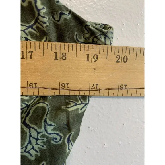 Peruvian Connection Floral Sheath Midi Dress Size 12 Womens Green Pima Cotton - Picture 8 of 12